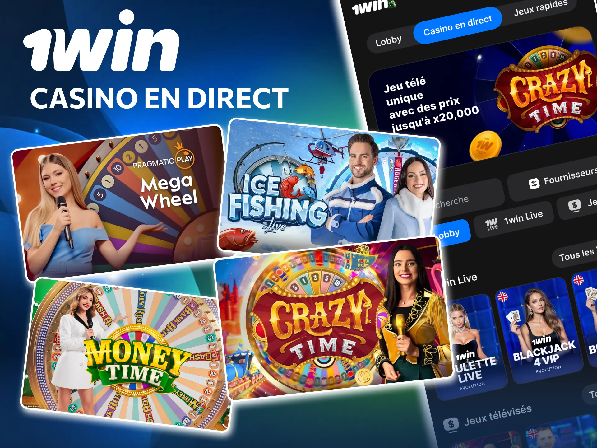 Avec 1win, découvrez Cash or Crash et Treasure Island en temps réel.